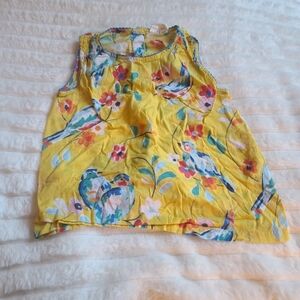 Mini Boden Yellow Floral Bird Print Woven Tank Top  size 5 6